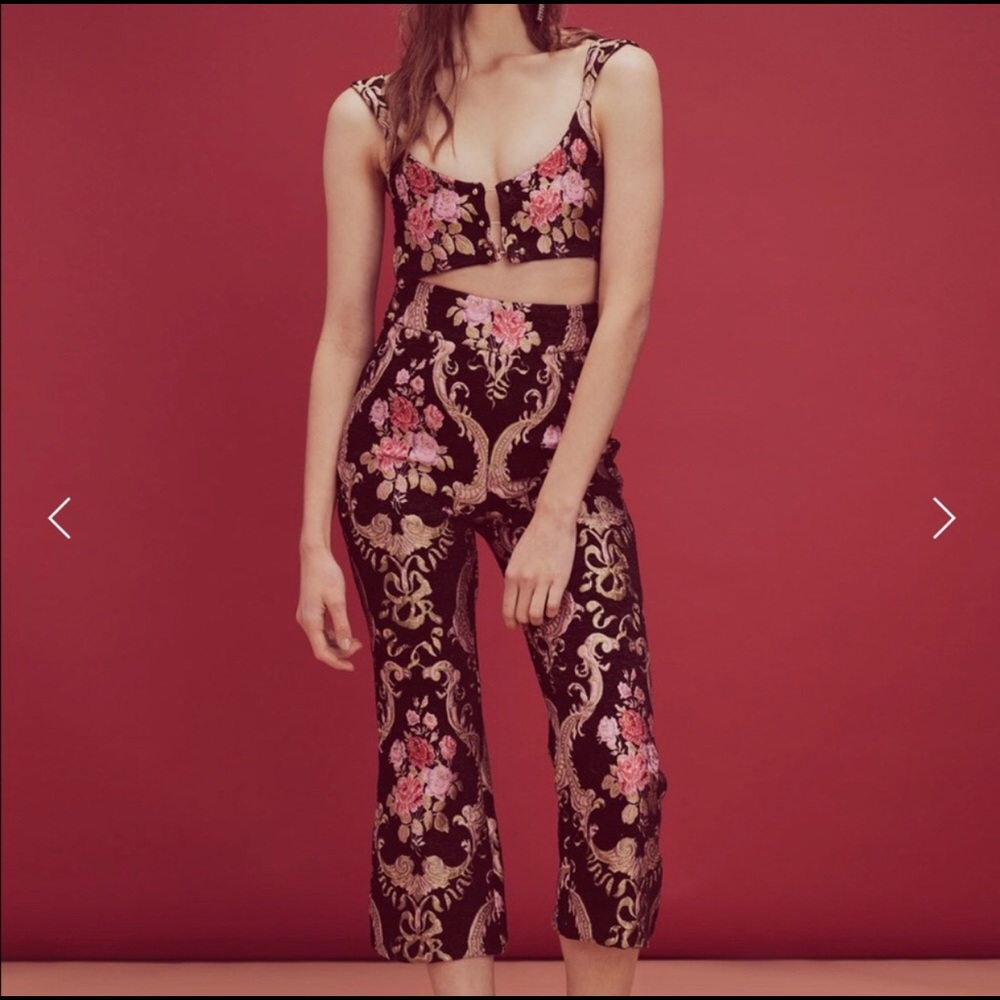 For love & lemons brocade crop pants and top